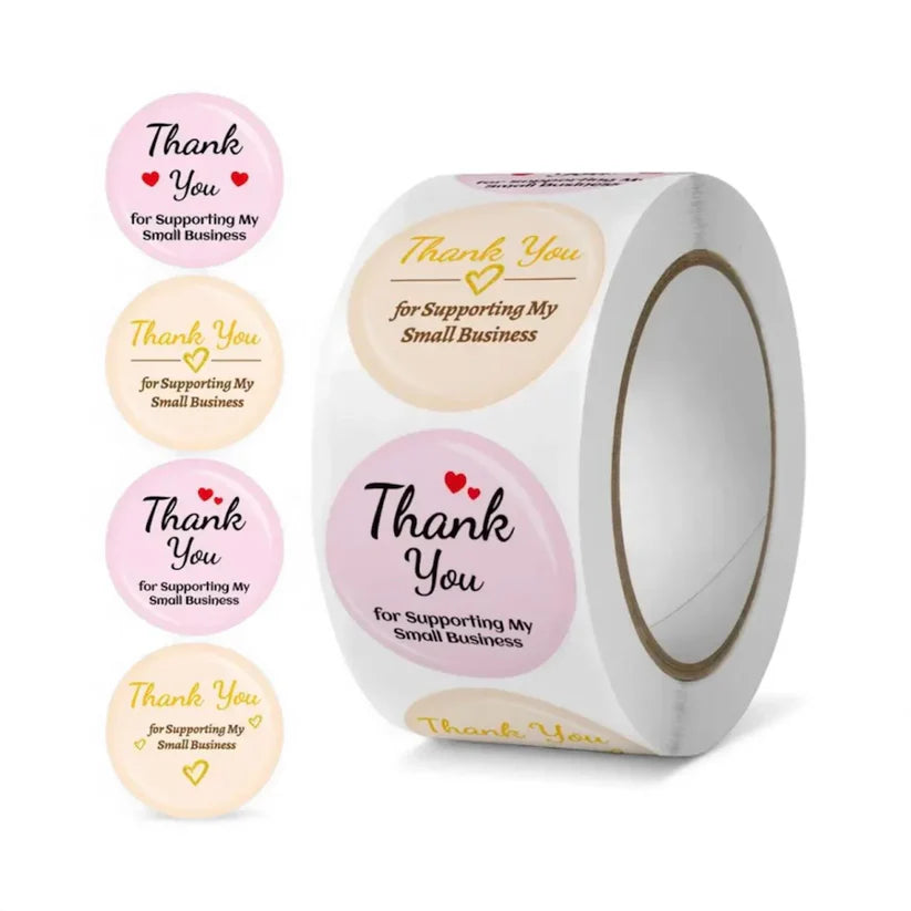 Thank You Stickers & Labels for Packaging (500 Sticker Roll of 1 Inch)
