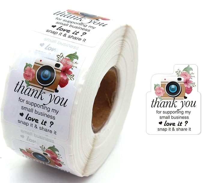 Thank You Snap & Share Stickers – 500 Pack (2×1.6 inch)