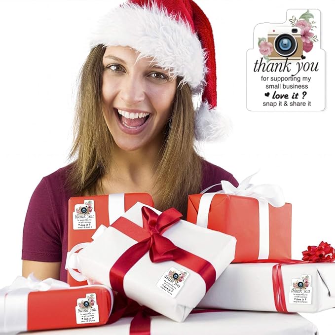 Thank You Snap & Share Stickers – 500 Pack (2×1.6 inch)