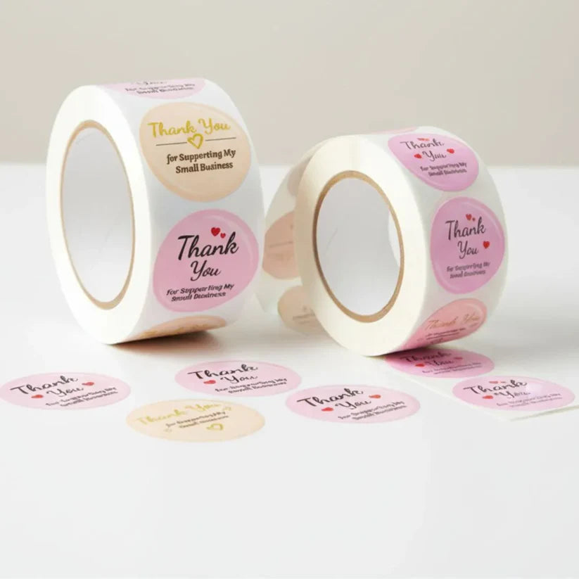 Thank You Stickers & Labels for Packaging (500 Sticker Roll of 1 Inch)