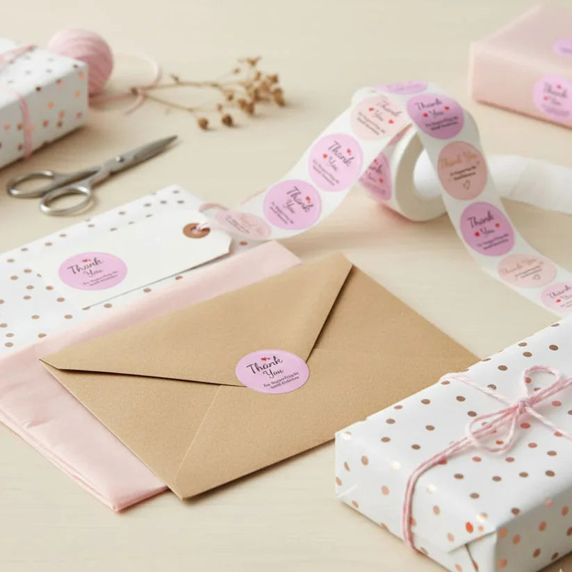 Thank You Stickers & Labels for Packaging (500 Sticker Roll of 1 Inch)