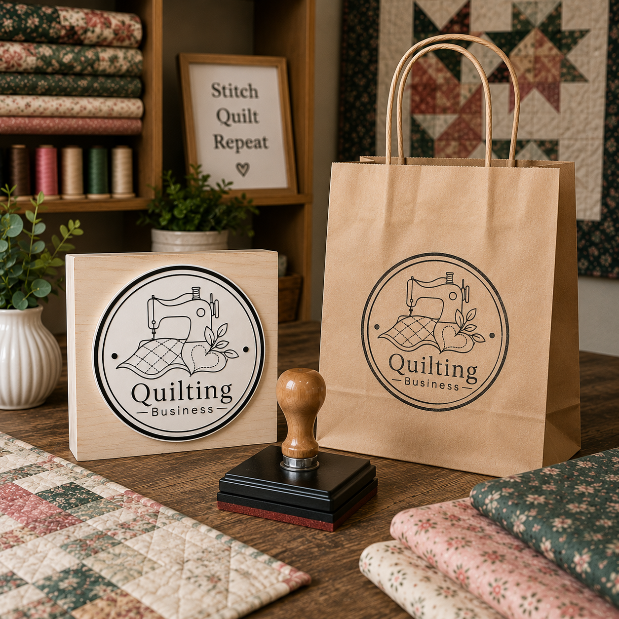 Big Custom Stamp for Quilting Business | Logo Stamp – StampMyMark®