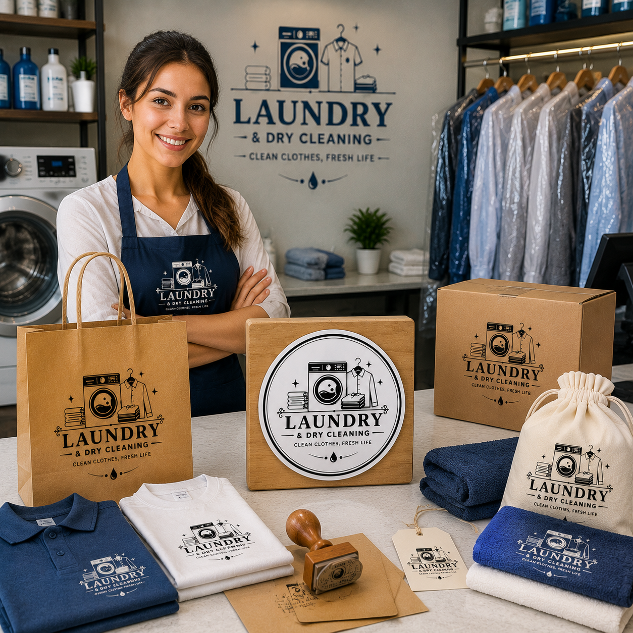 Big Custom Stamp for Laundry & Dry Cleaning | Logo Stamp – StampMyMark®