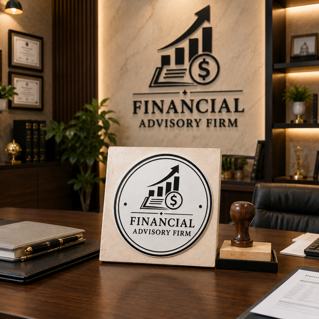 Big Custom Stamp for Financial Advisory Firm | Logo Stamp – StampMyMark®