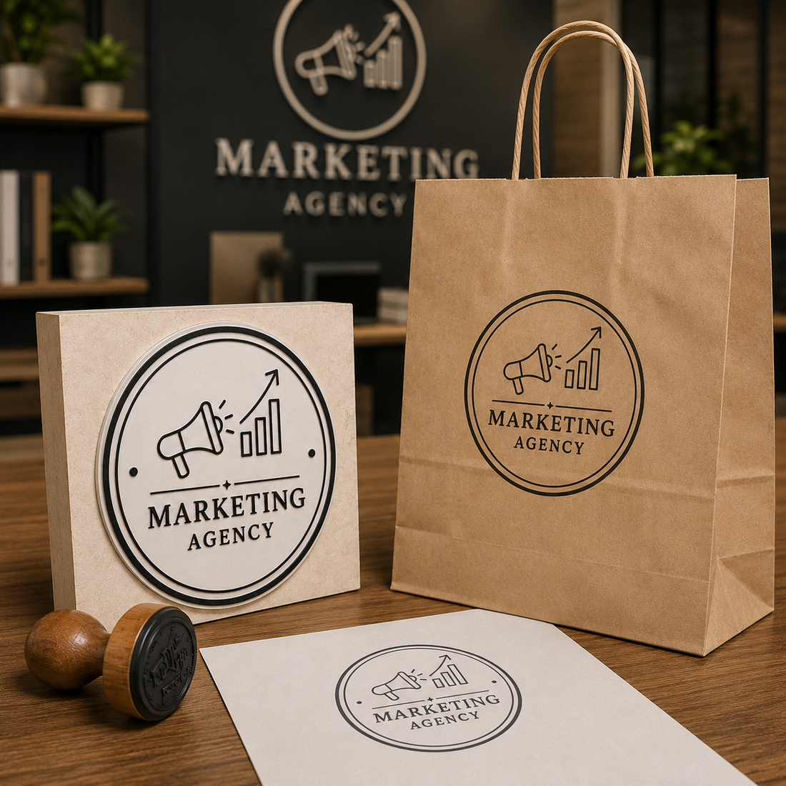 Big Custom Stamp for Marketing Agency | Logo Stamp – StampMyMark®