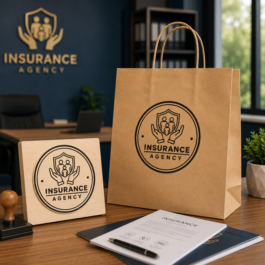 Big Custom Stamp for Insurance Agency | Logo Stamp – StampMyMark®