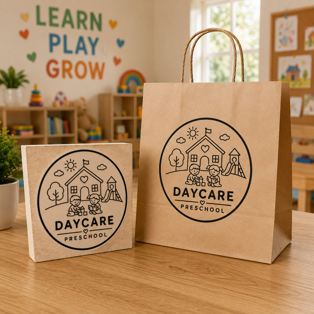 Big Custom Stamp for Daycare / Preschool | Logo Stamp – StampMyMark®
