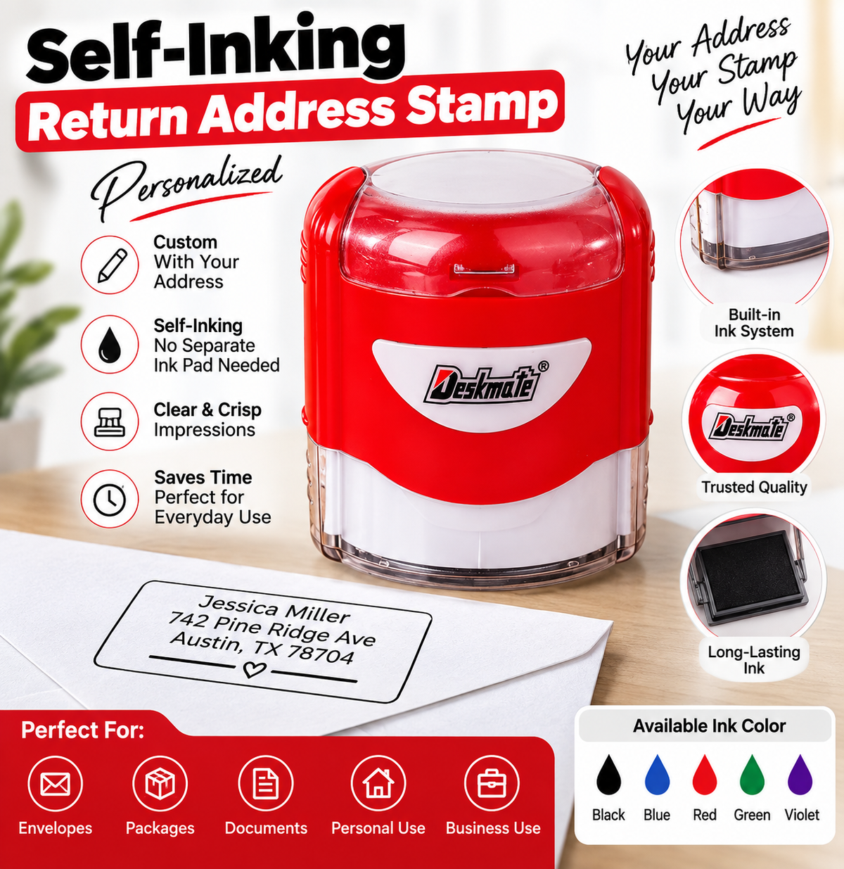 Self-Inking Return Address Stamp – Personalized