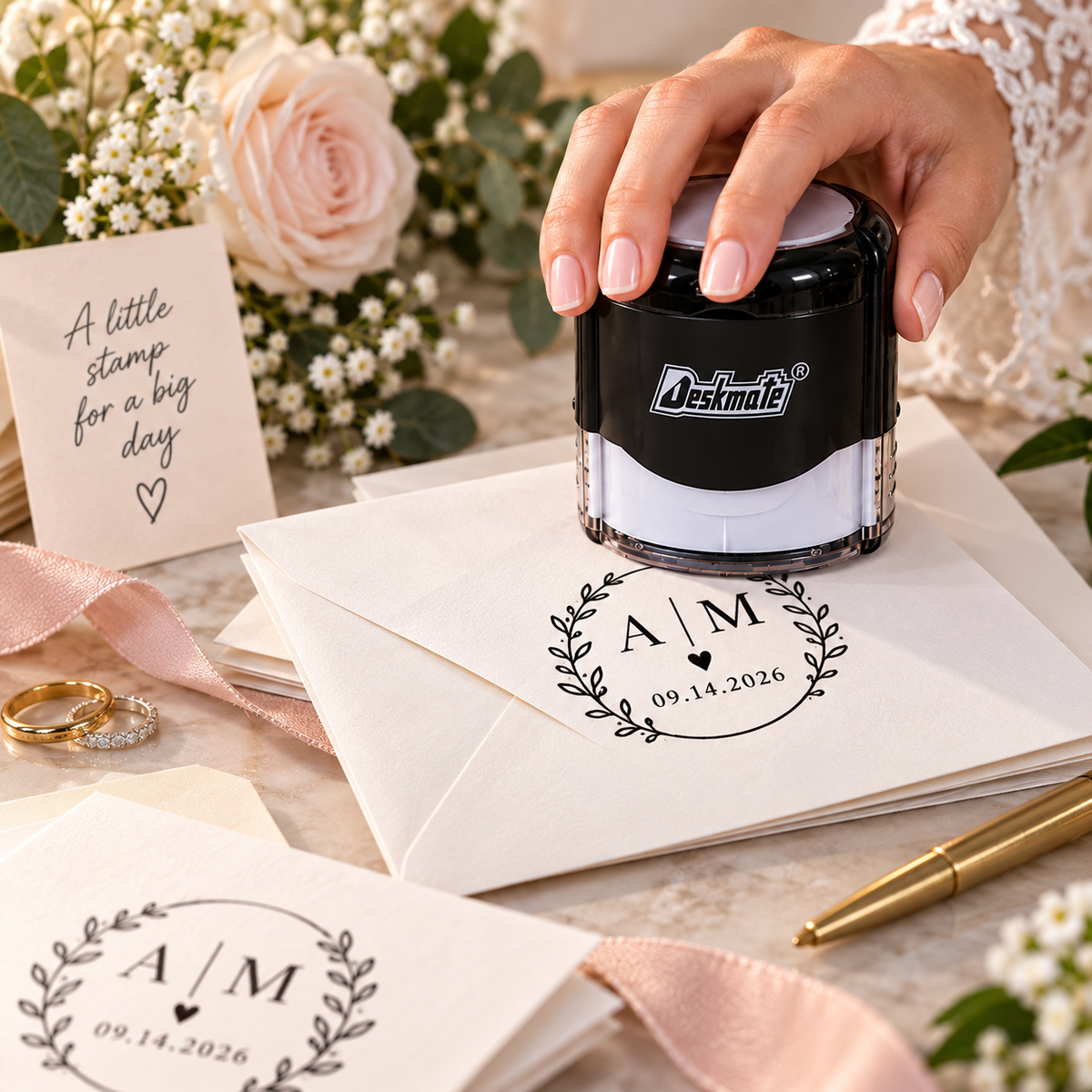 Custom Wedding Monogram Stamp for Invitations