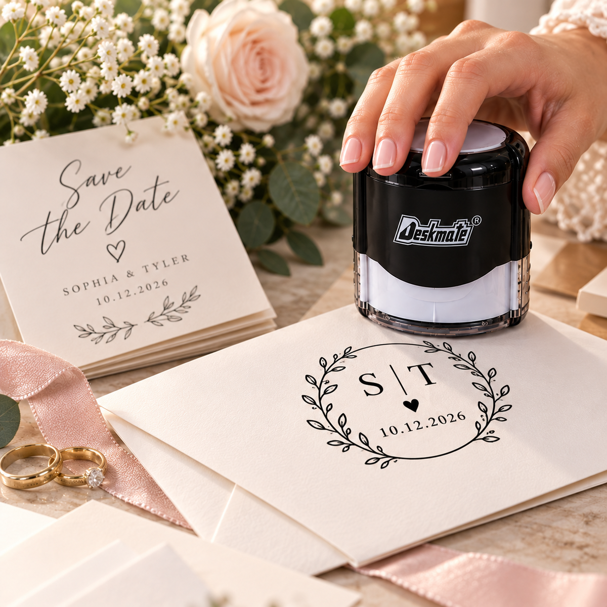 Custom Wedding Monogram Stamp for Invitations