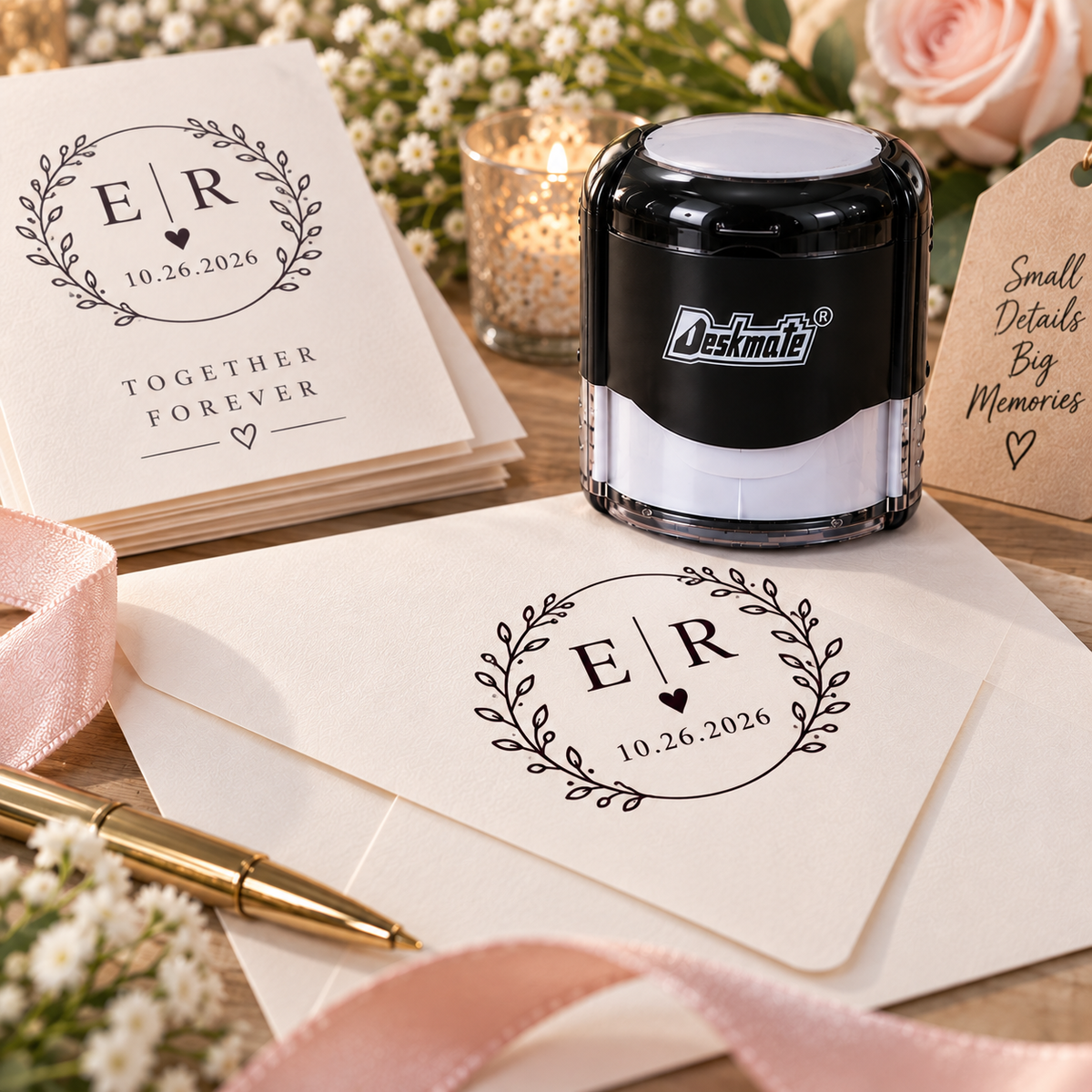 Custom Wedding Monogram Stamp for Invitations