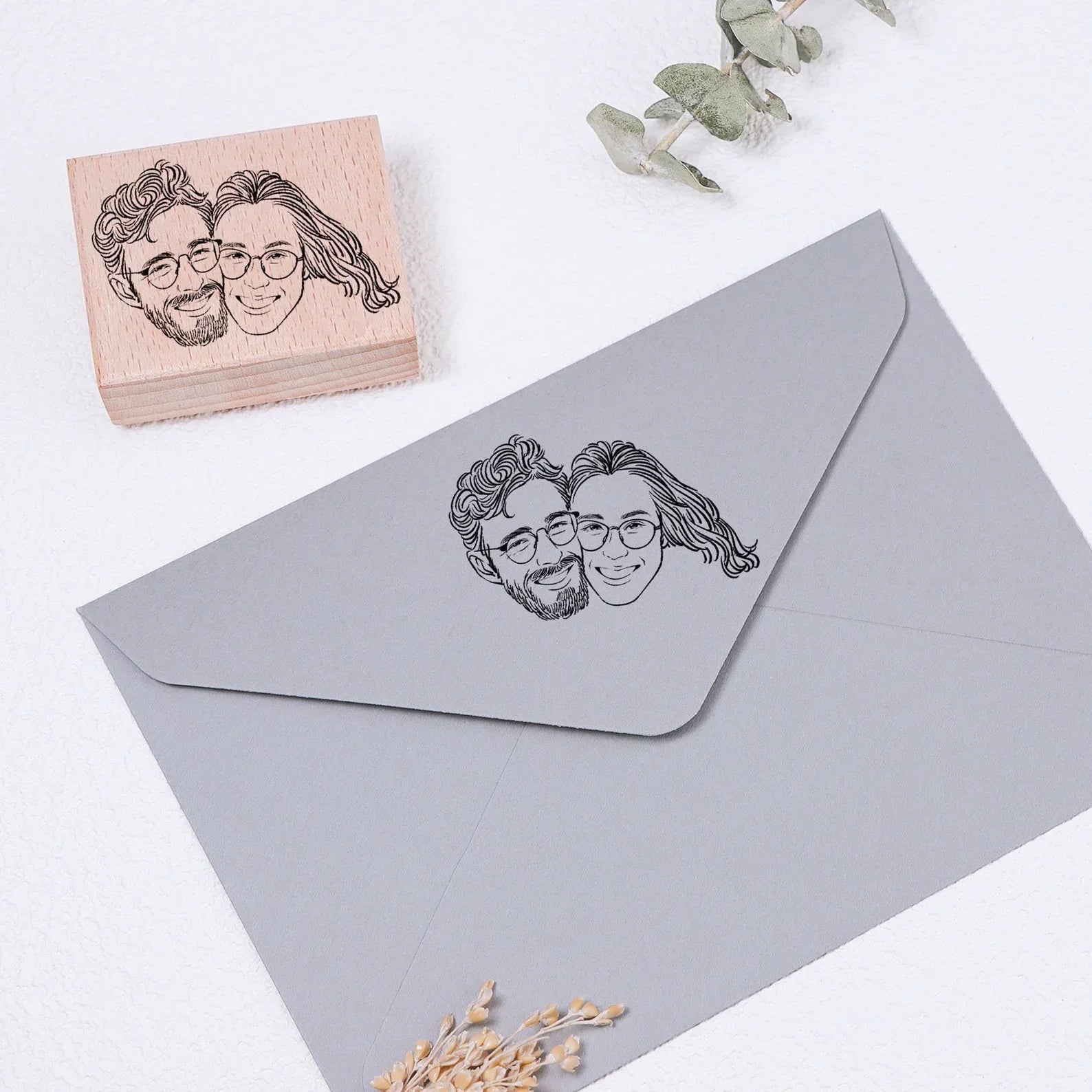 Wooden Rubber Face & Logo Stamp By StampMyMark®