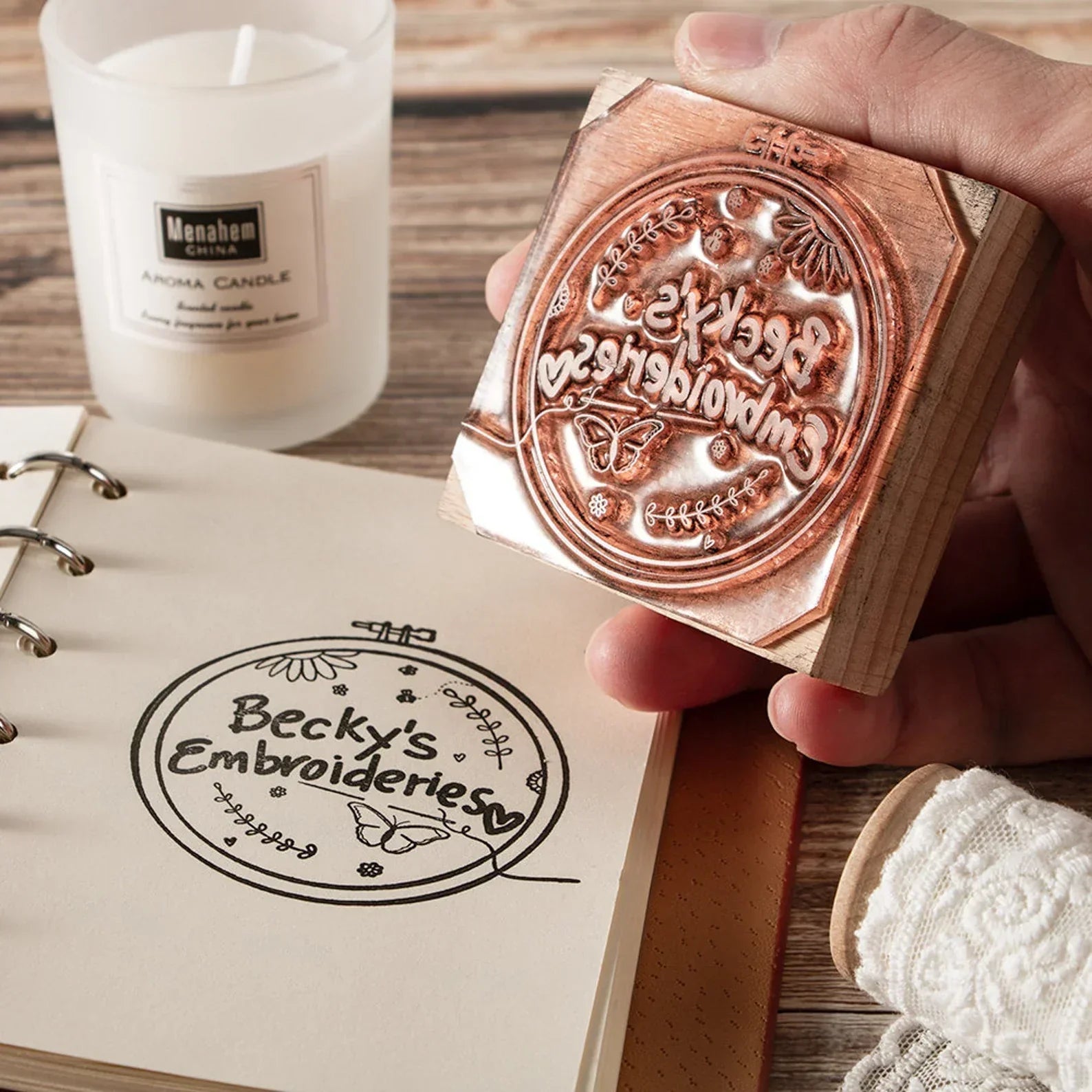 Wooden Rubber Face & Logo Stamp By StampMyMark®