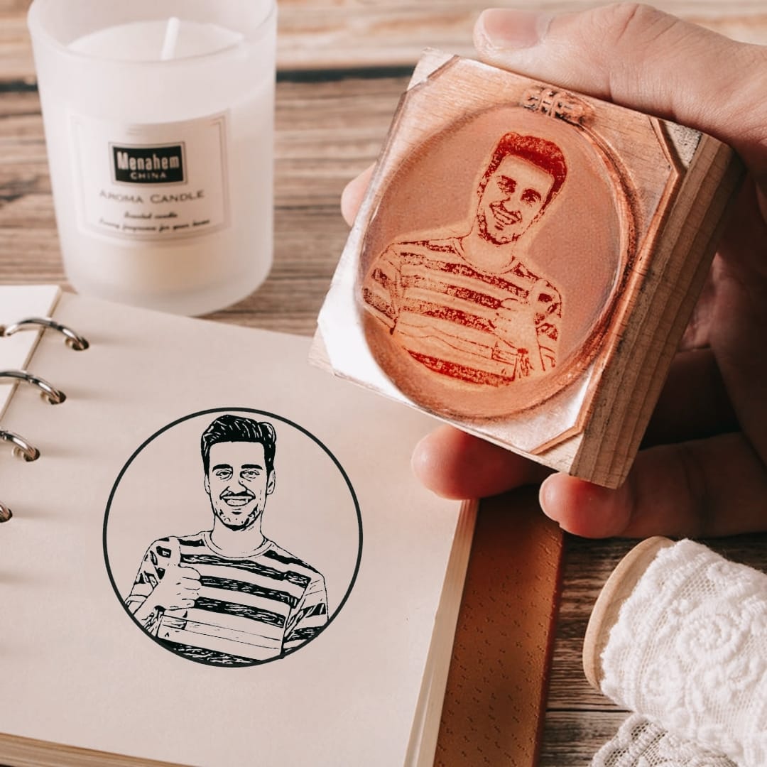 Wooden Rubber Face & Logo Stamp By StampMyMark®